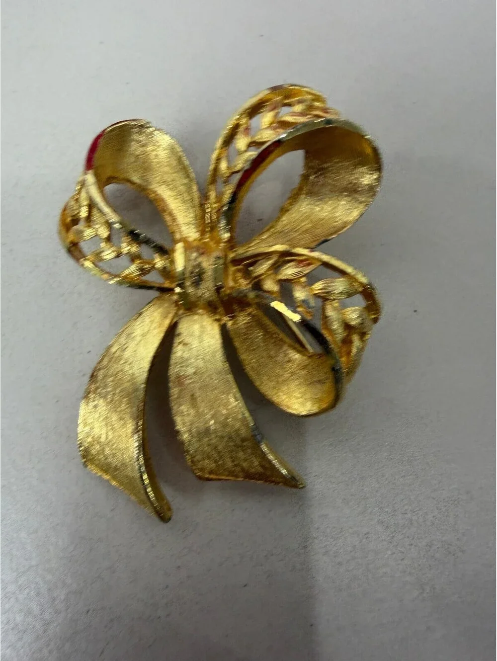 Vintage Gold Tone Bow Brooch Pin